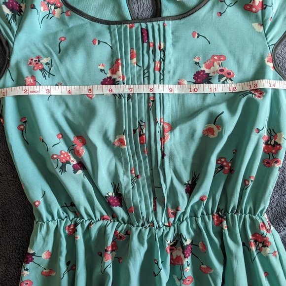 Xhilaration // Turquoise Floral Print Dress - Picture 7 of 10